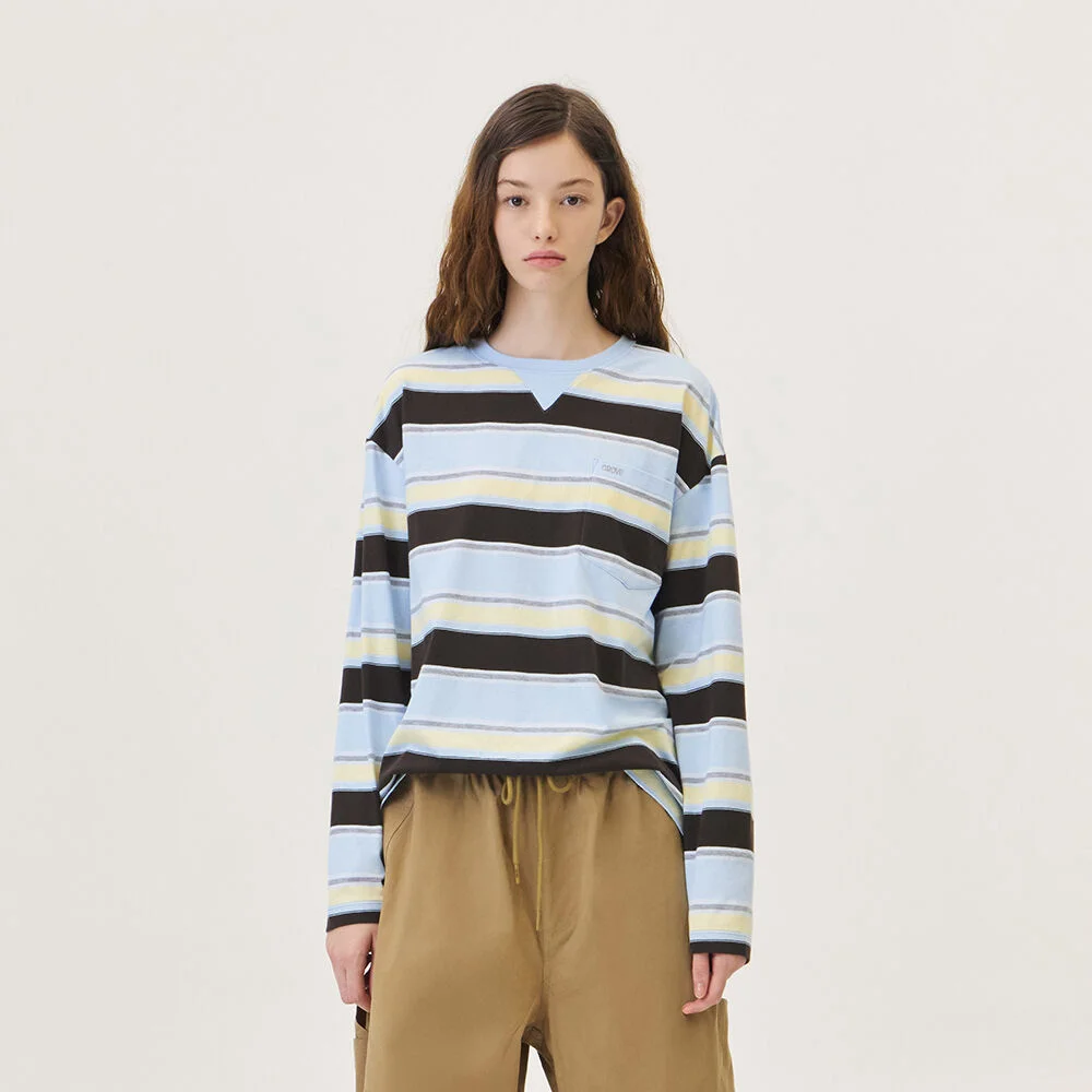 TALIN STRIPE L/S T-SHIRT (LIGHT BLUE)