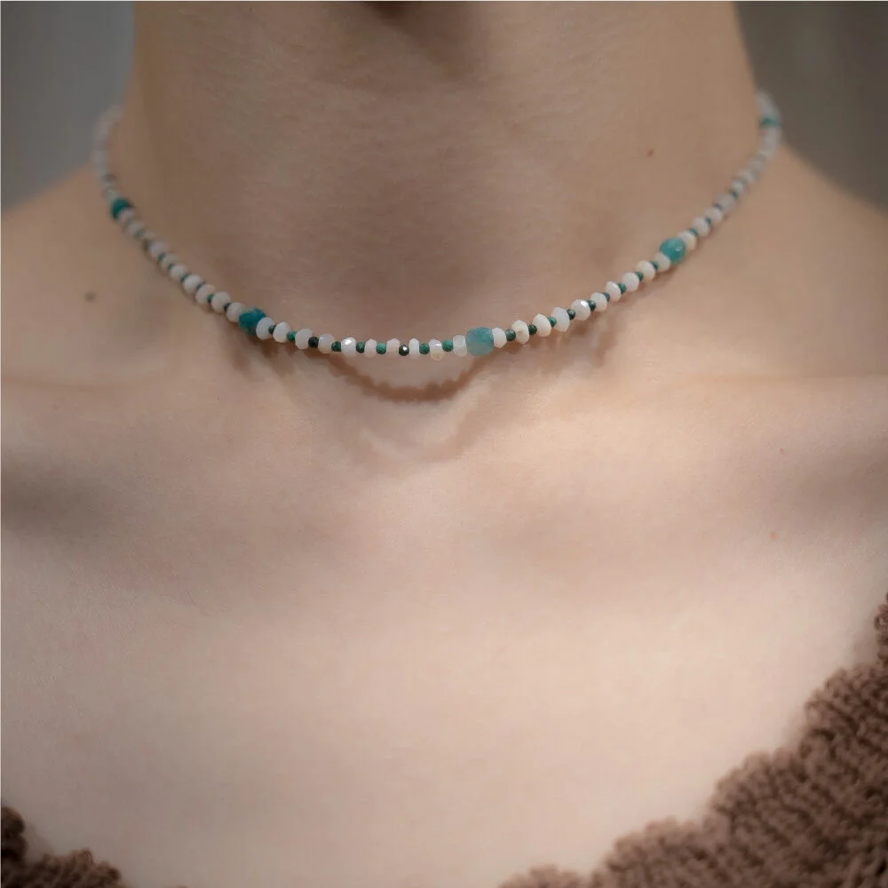 HR 43N_Malachite Pink Opal Beads Necklace