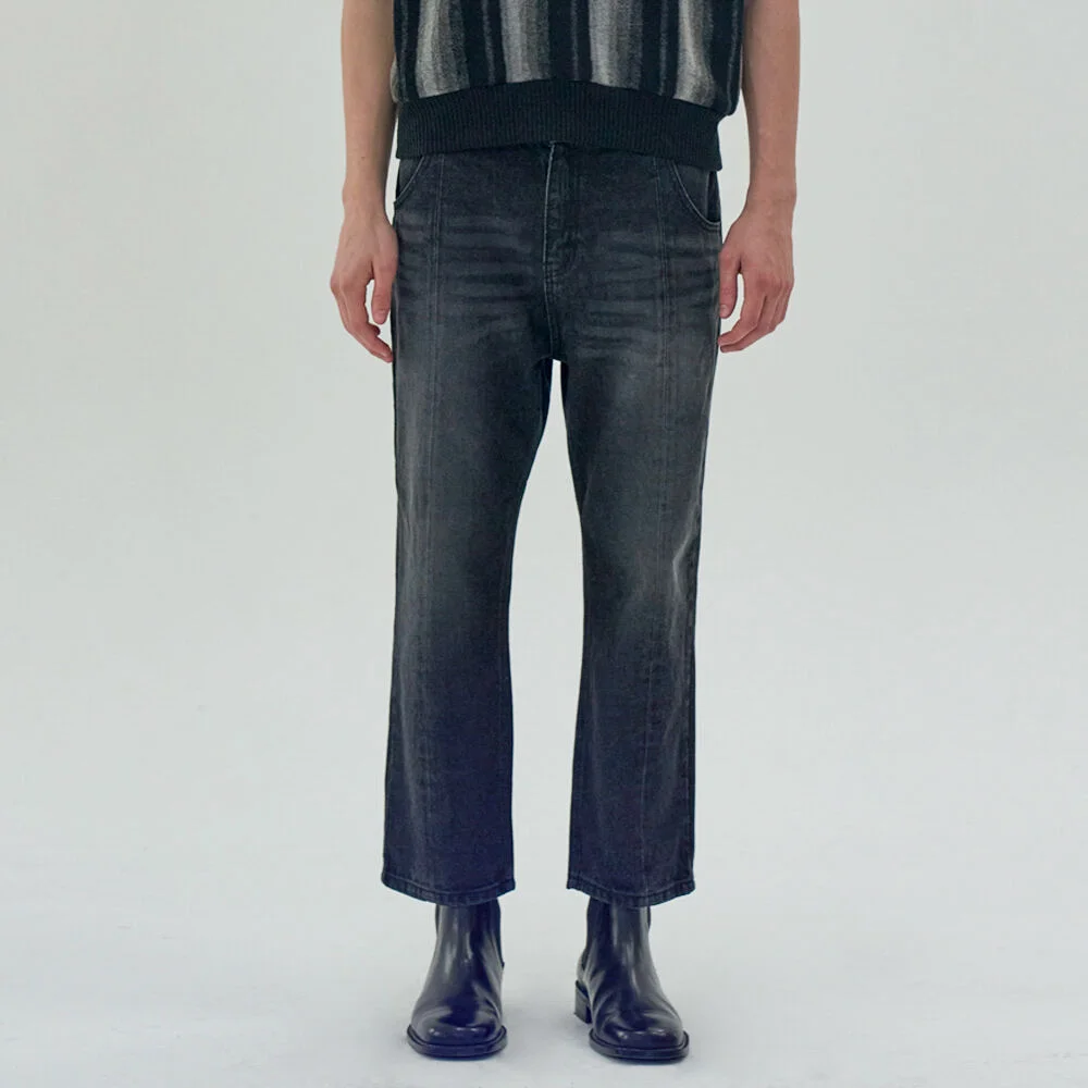 FRONT SLIT CROP DENIM PANTS