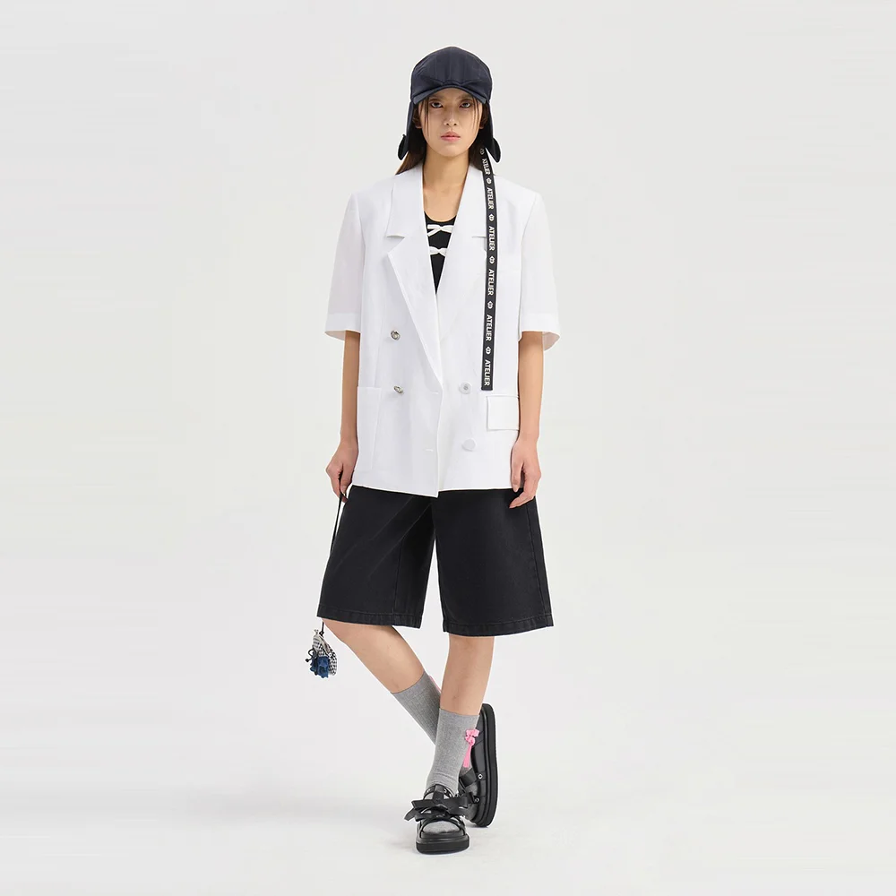 Short Sleeve Linen Jacket (white) LFJAM26425WHX