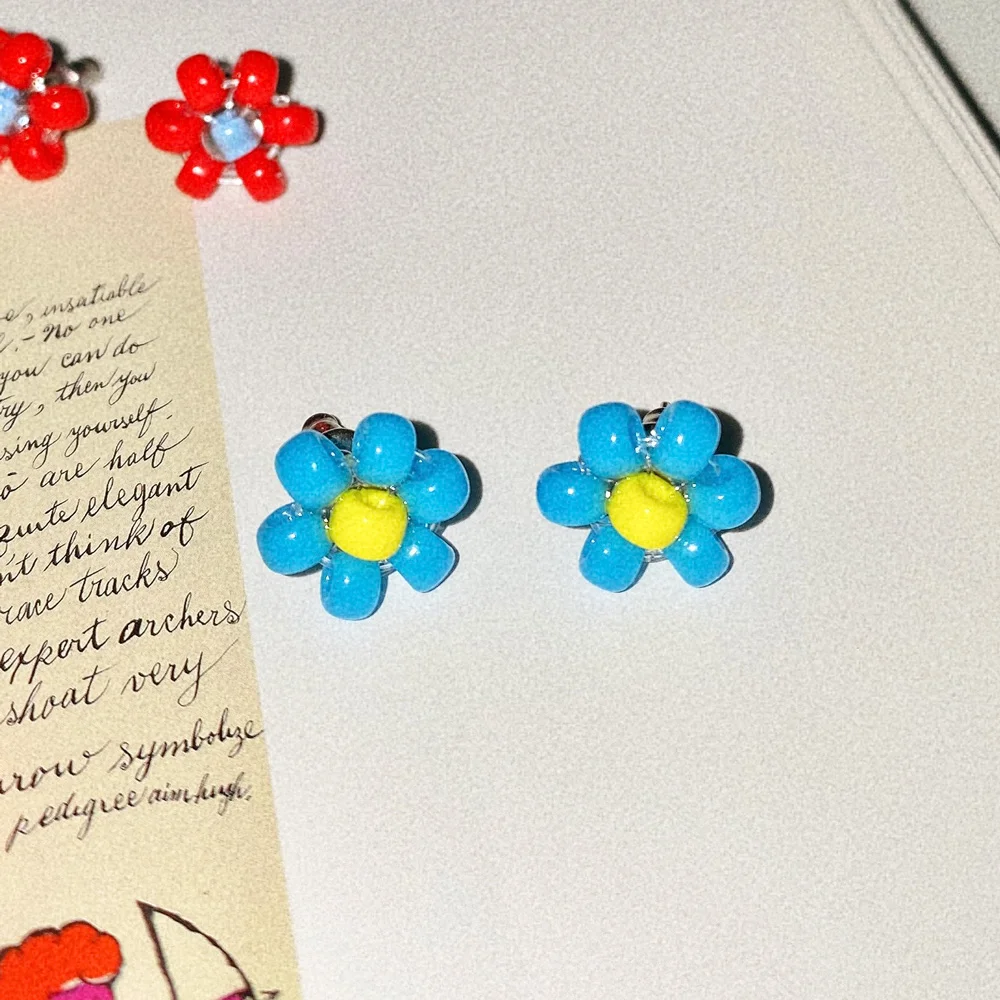 Blue Bell Flower Beads Earring