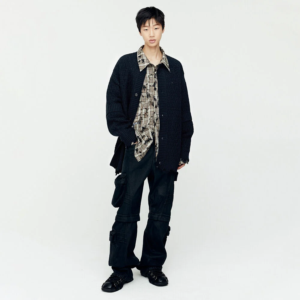 ROGHEN WOOL LONG CARDIGAN atb1156m(BLACK)