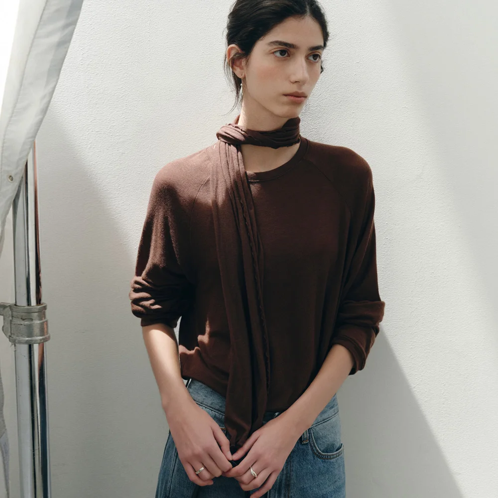 Belle Soft Layered T-shirt (Brown)