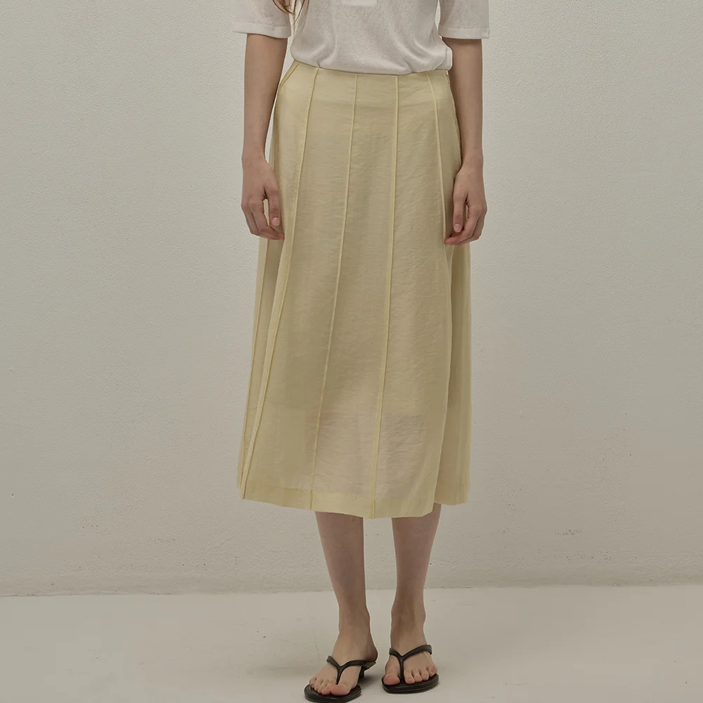 Pin tuck A-line skirt - Butter