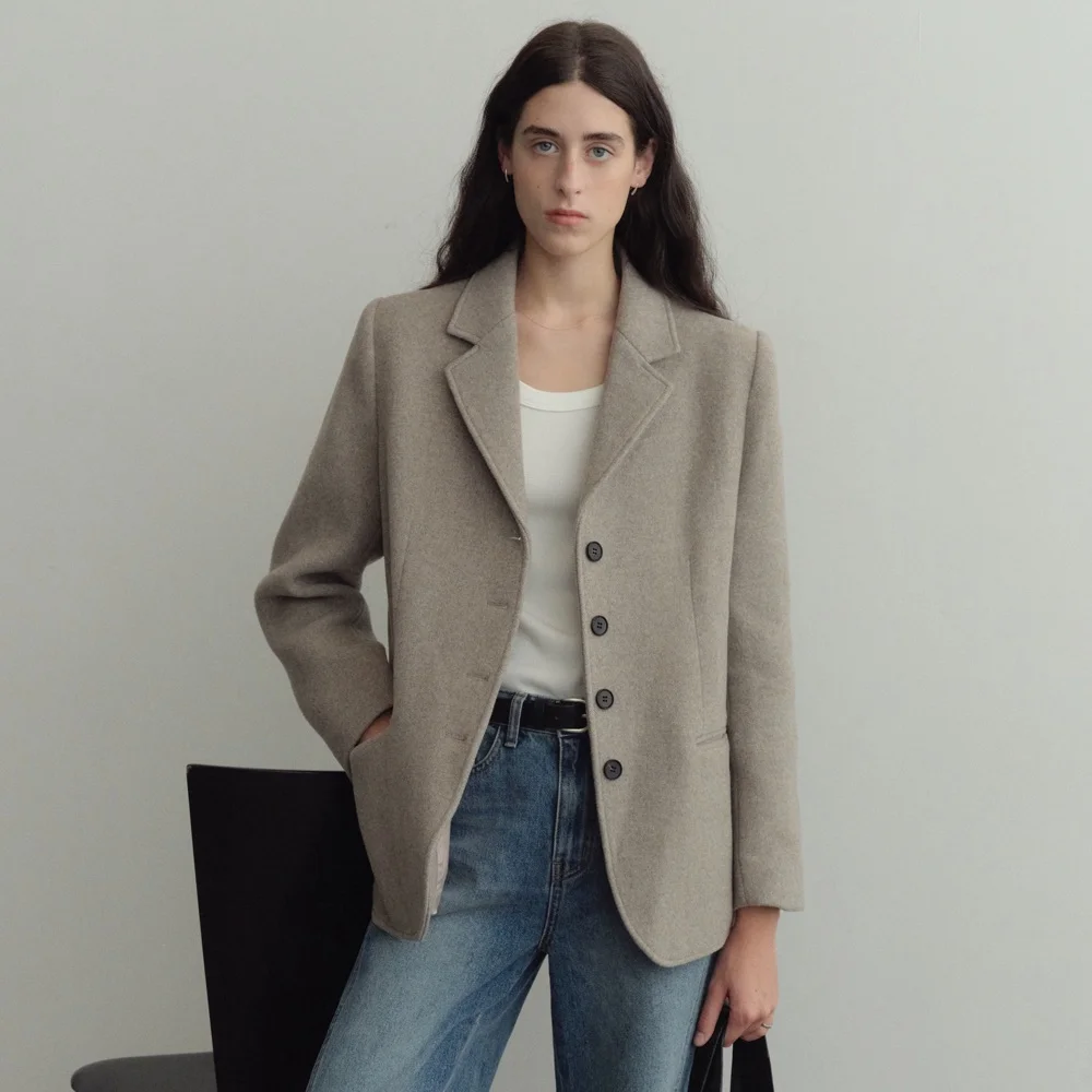 Roven Wool Tailored Jacket (Melange Oat)