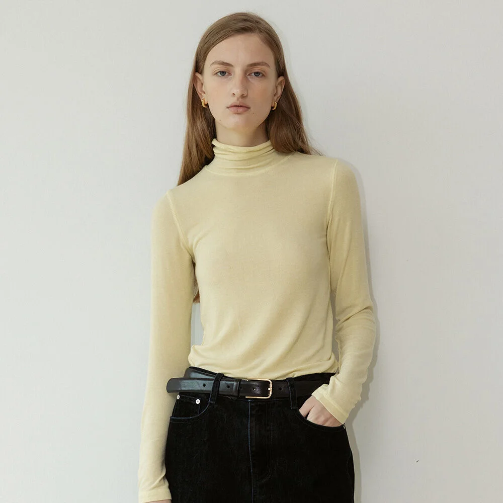 Back Slit Turtleneck T-Shirt SW5XE827_5color
