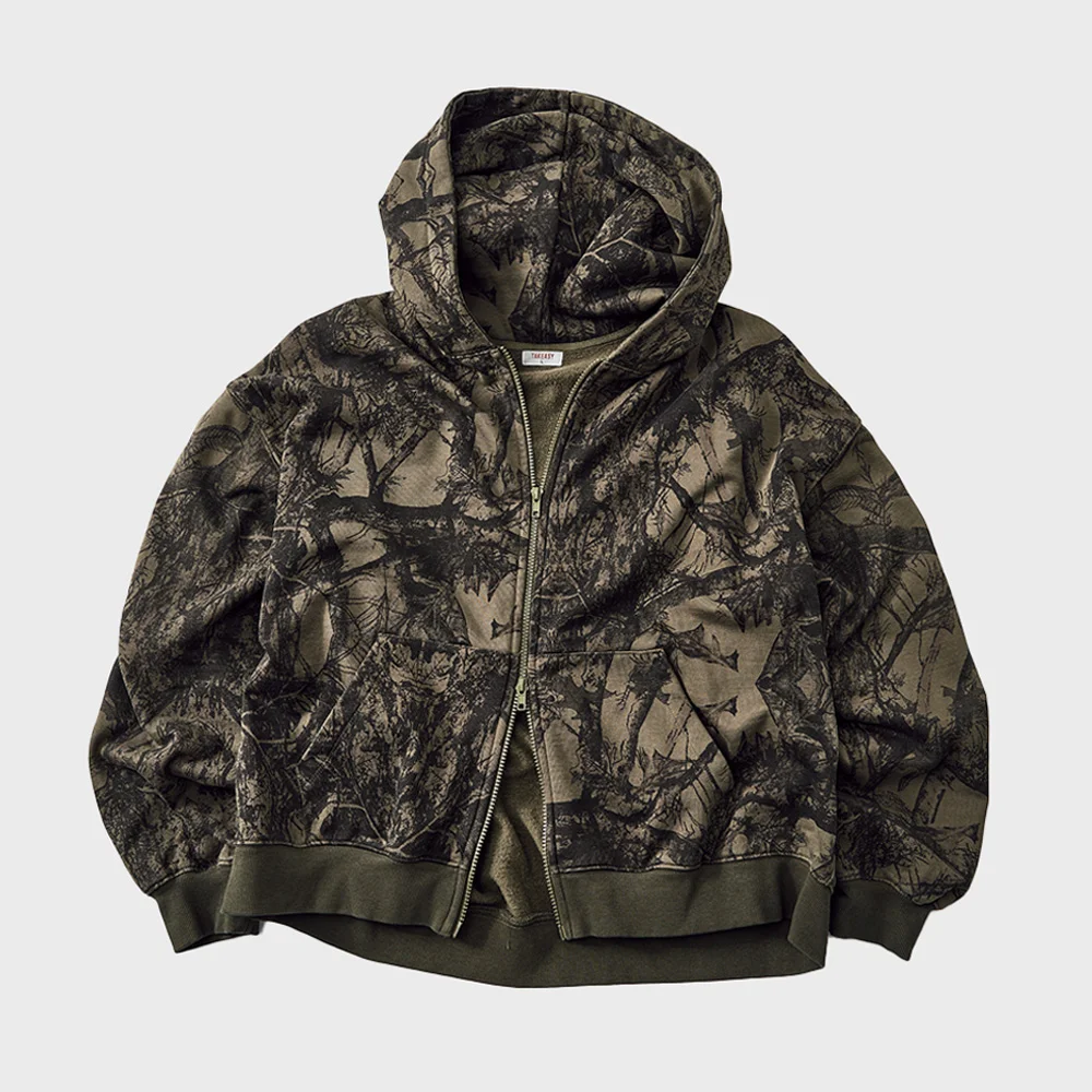 短版 Realtree 連帽拉鍊外套 短版 T恤 (卡其色)