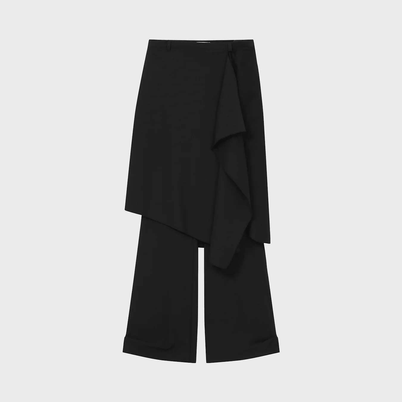 Draped midi skirt pants SET BLACK