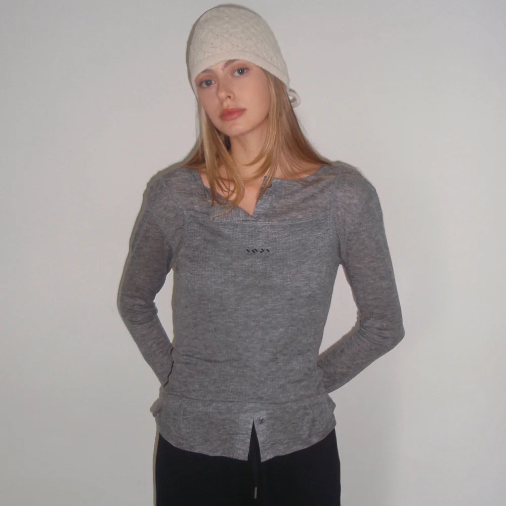 Layered Long sleeve top(set) 灰色
