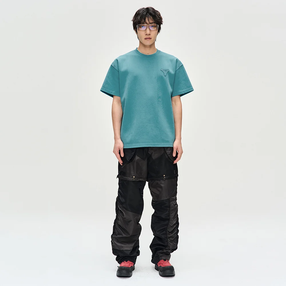 UNISEX STOOL PATCH LOGO T-SHIRTS atb1230u(BLUE)