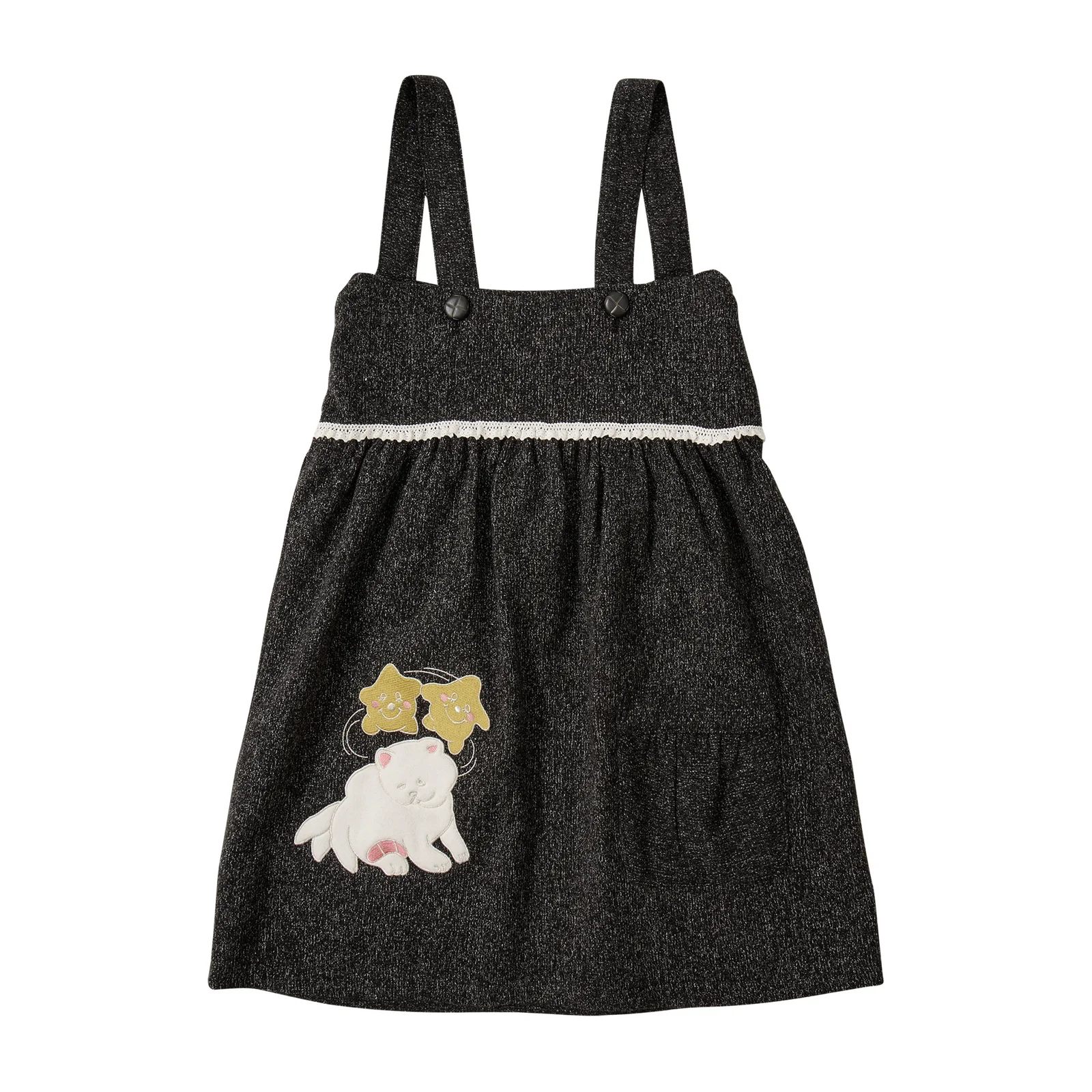 Buttoned Wool Sleeveless Dress_Charcoal