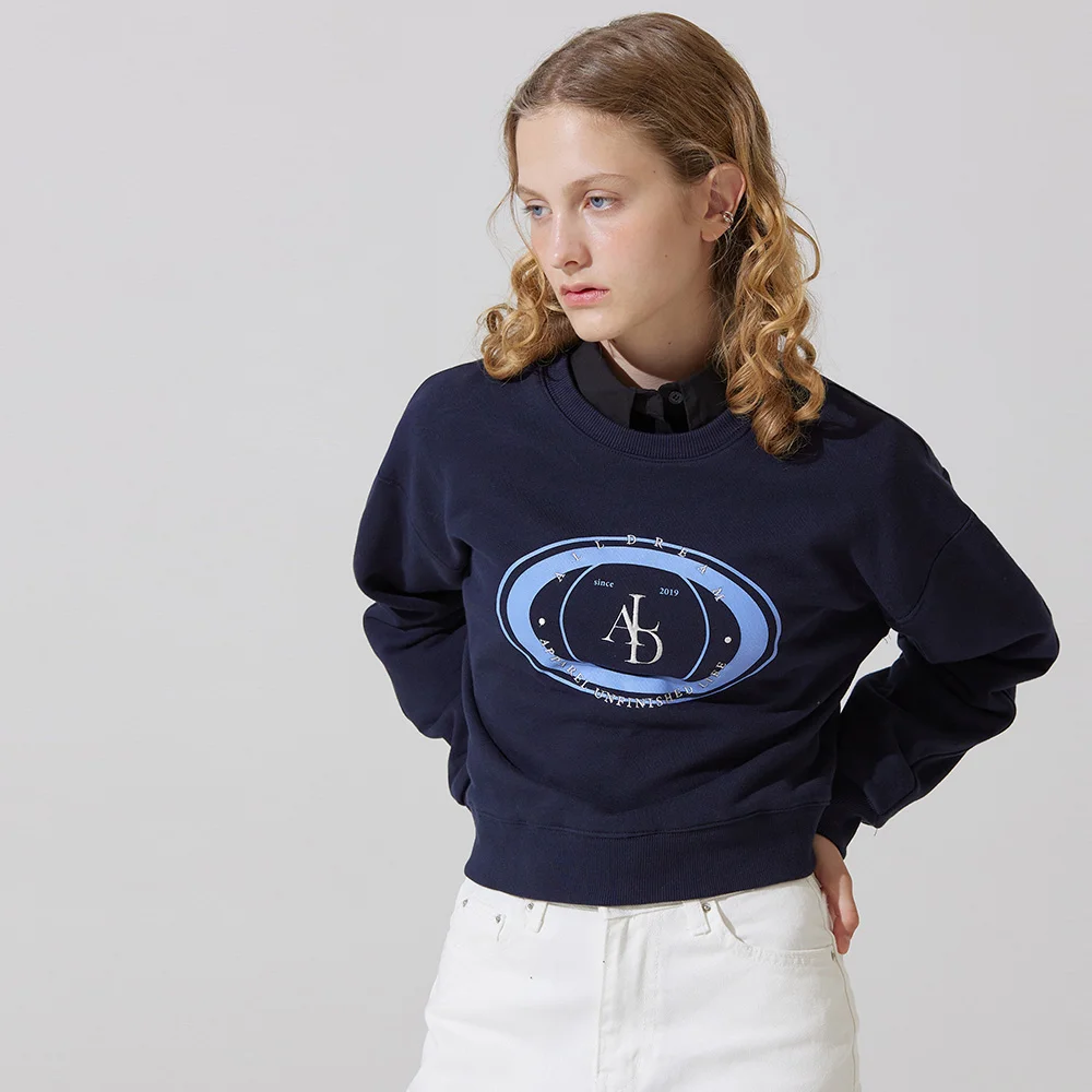 ALD space logo embroidery sweat shirts - navy