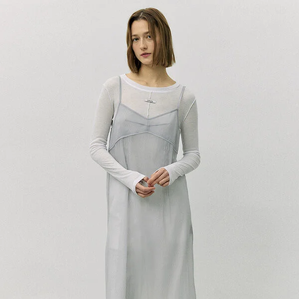 SHEER LAYERED ONEPIECE LIGHT GRAY