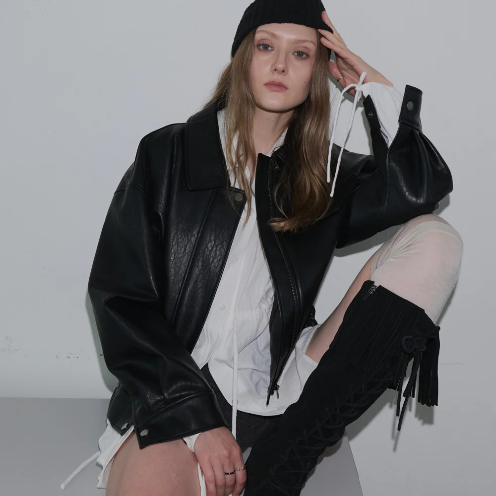 Faux Leather Blouson Jacket VL2AM080_2color
