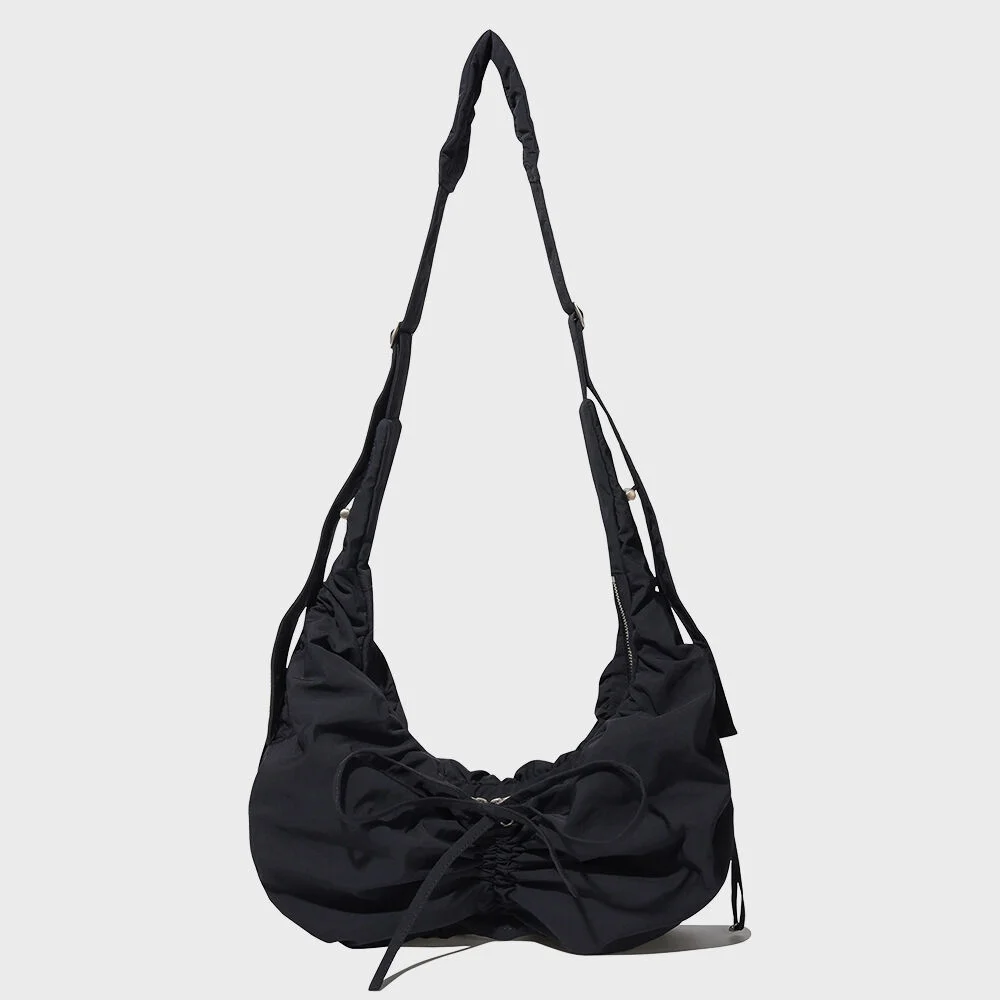 Cloverheart 新款 抽褶 Hobo 斜揹袋 Black