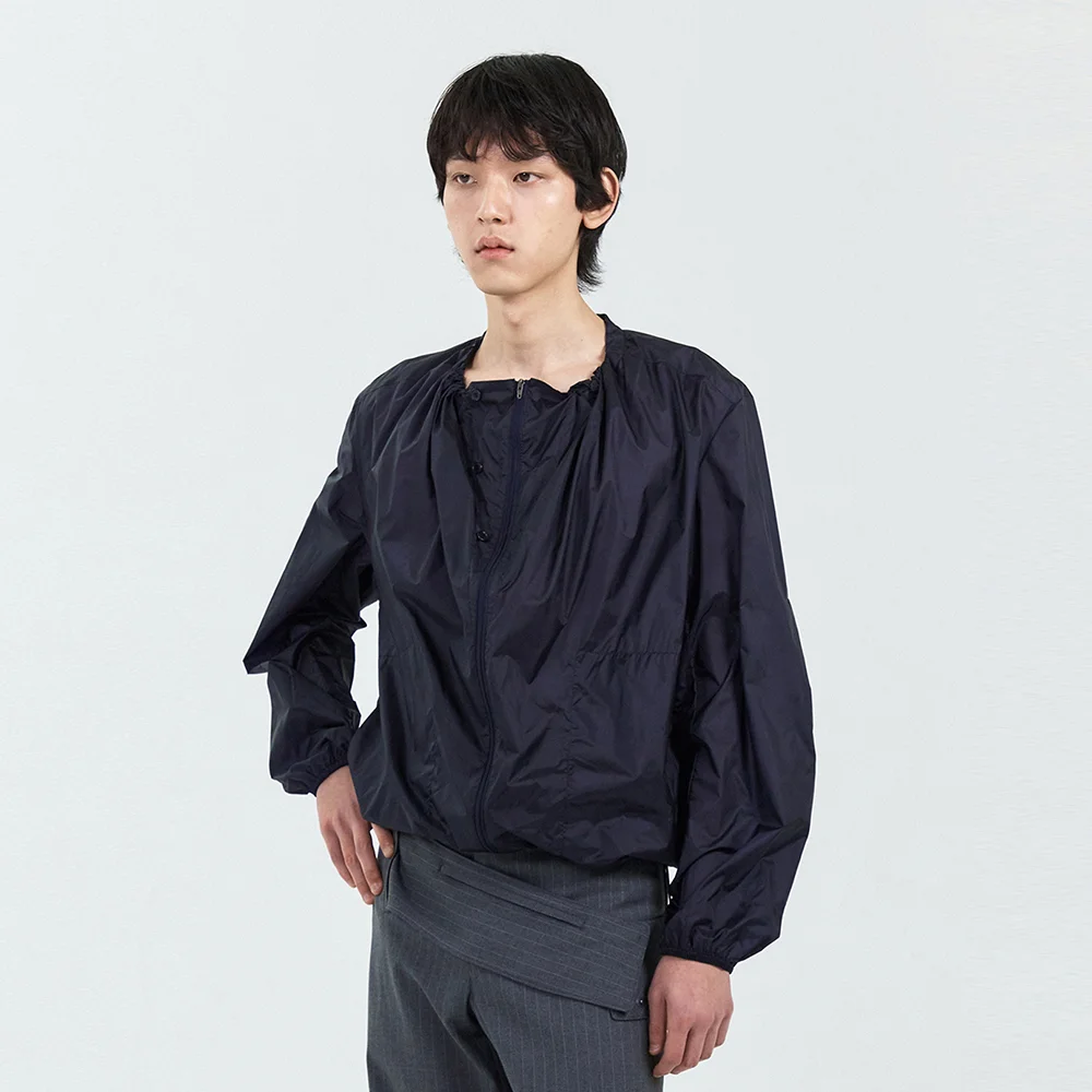 NYLON DRAWSTRING WINDBREAKER NIGHT NAVY