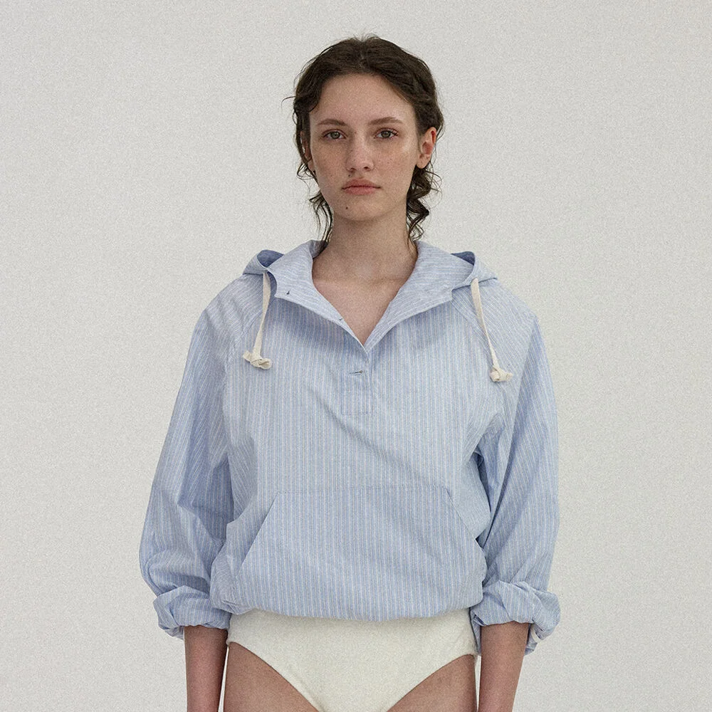 Castel hoodie anorak (Blue stripe)
