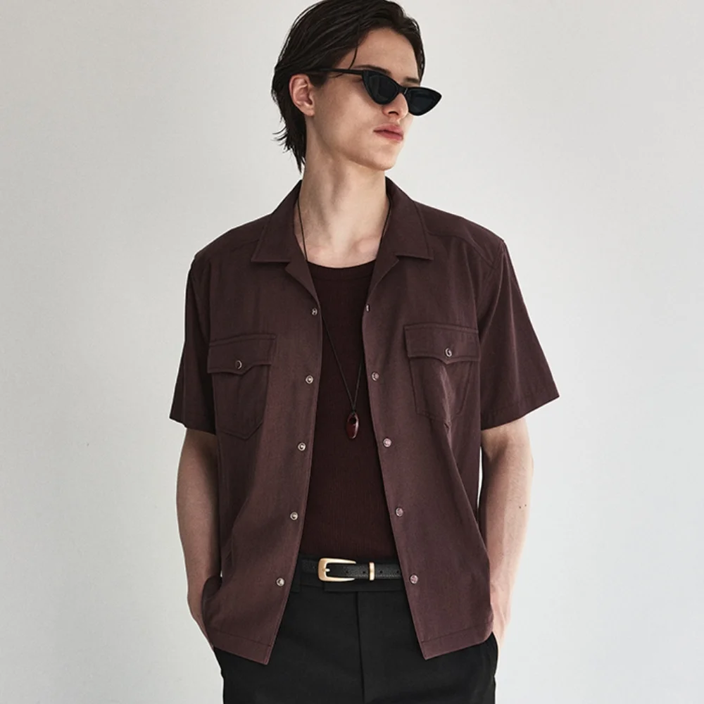 Eclat Snap Open Collar Shirt_Plum
