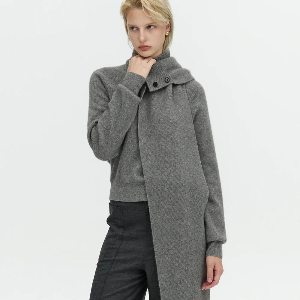 RACCOON MOCK NECK PULLOVER_GRAY