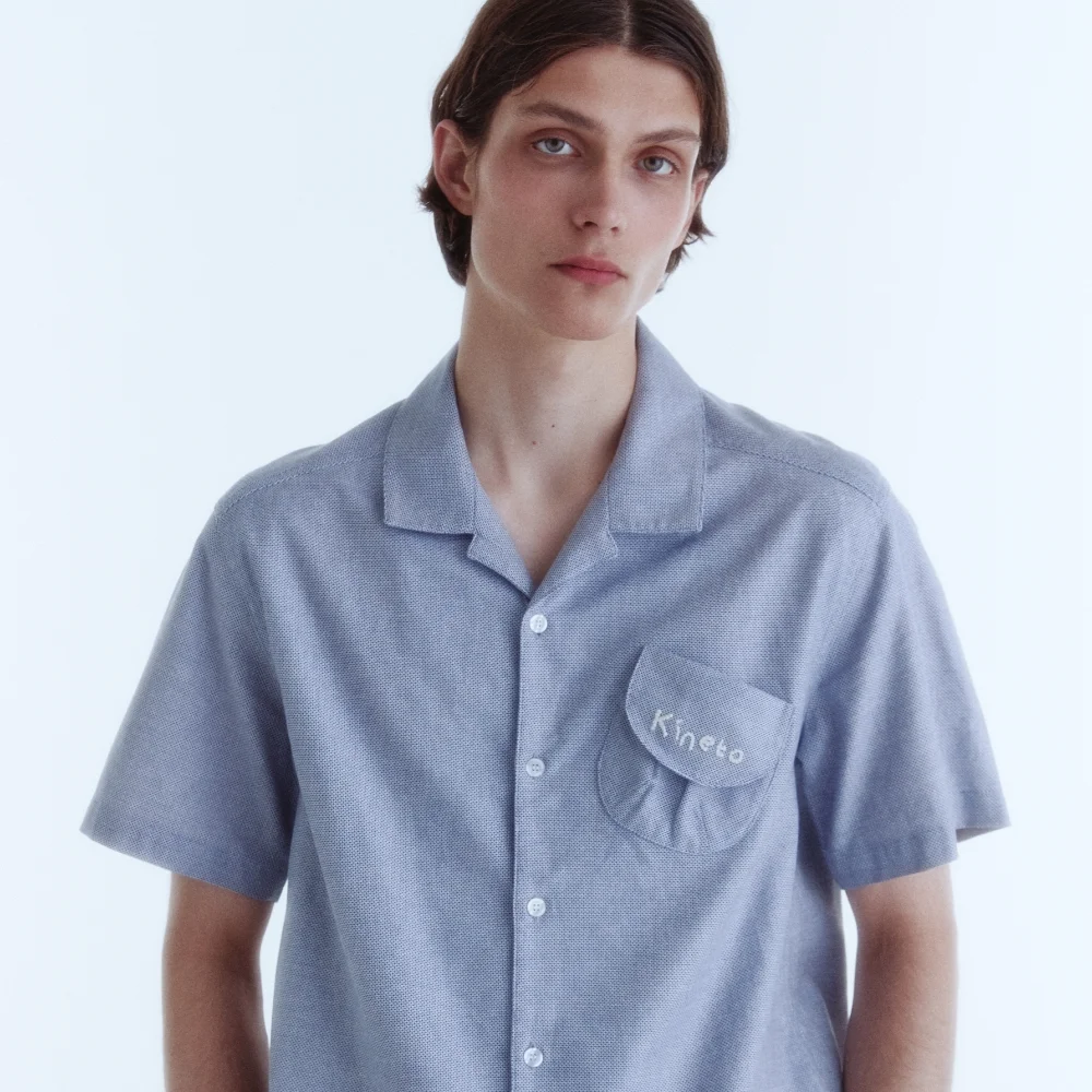 Open Collar Cover Pocket Shirt_Deep Navy