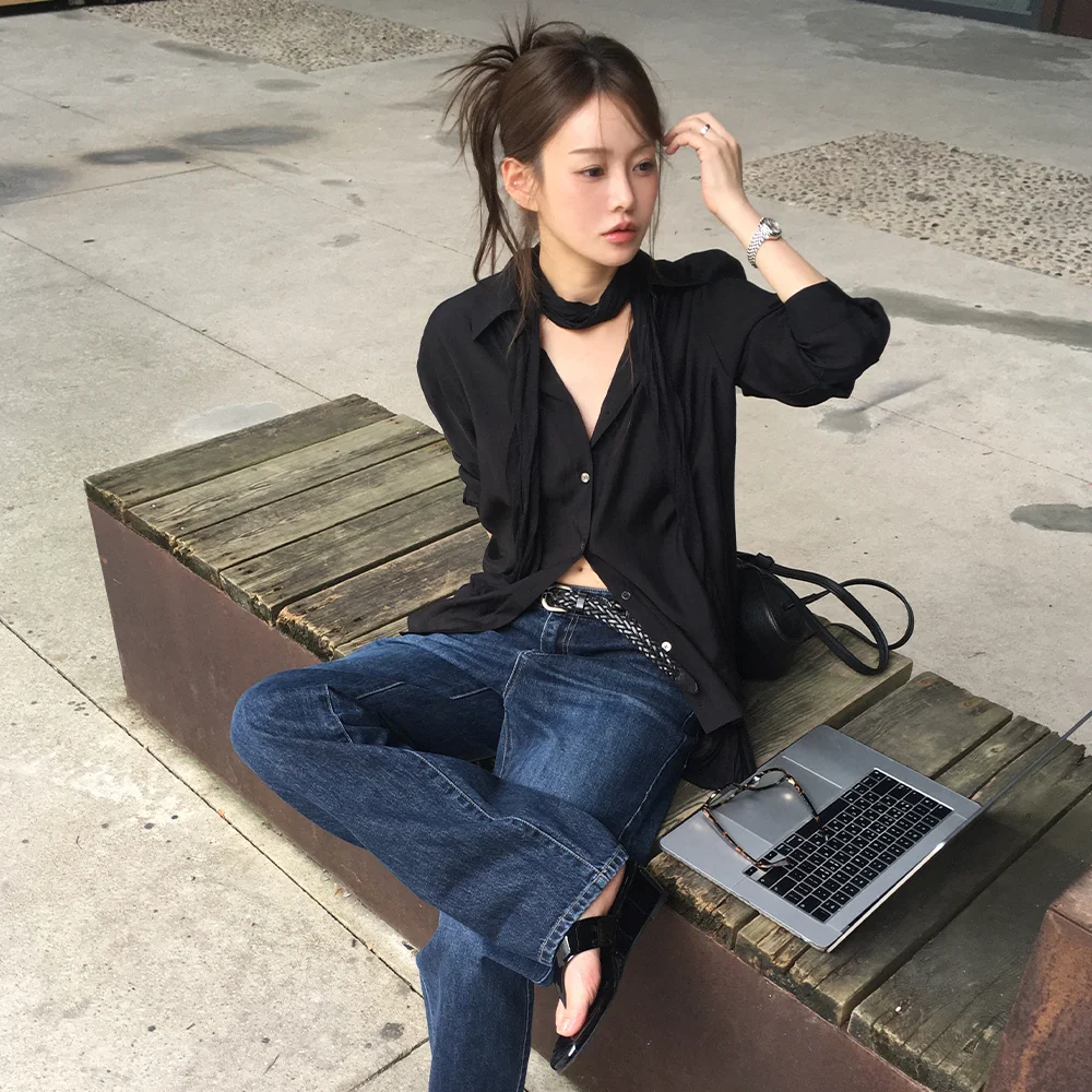 Tencel Silky Shirts (Black)