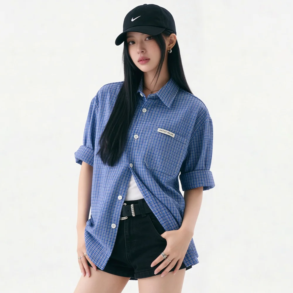 Blue Garden 格紋 短袖恤衫
