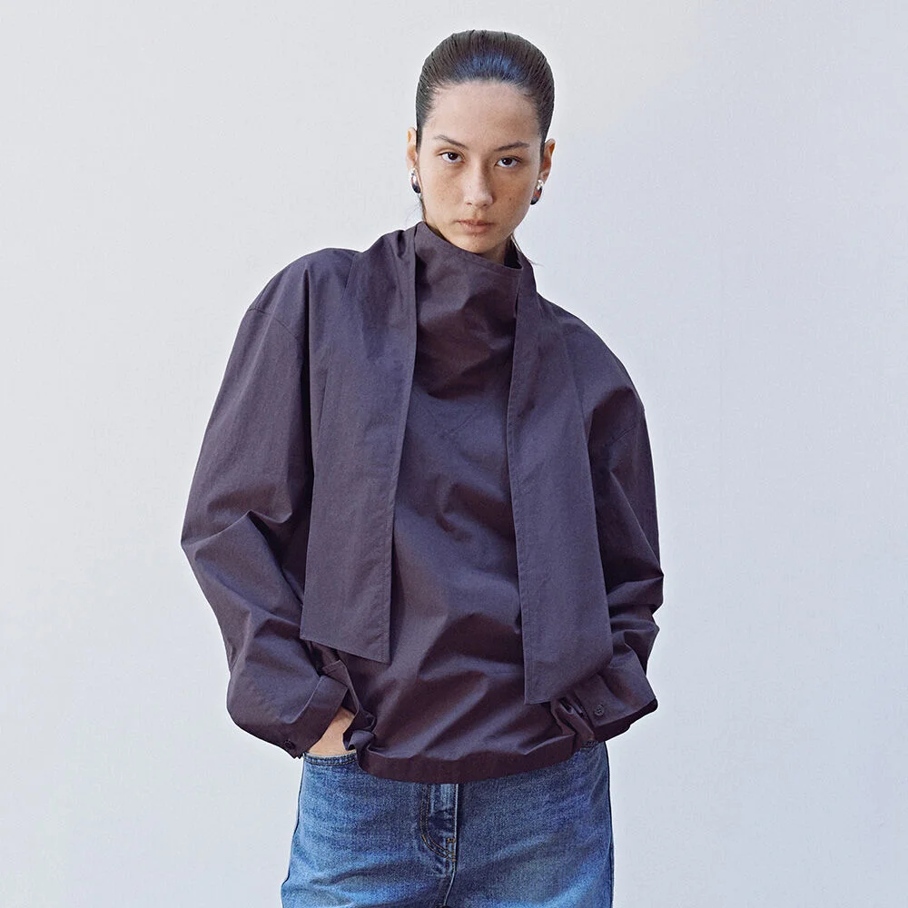 Cowl V-neck Cotton Blouse B106-9E