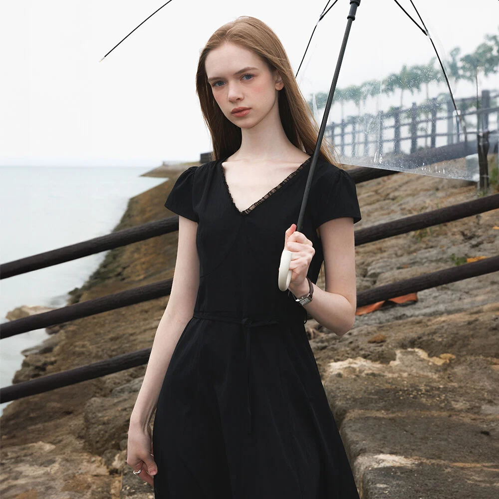 V-Neck Flare Dress