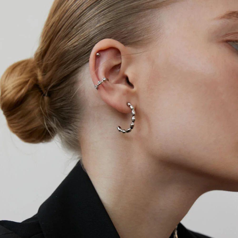 pom pom hoop earrings