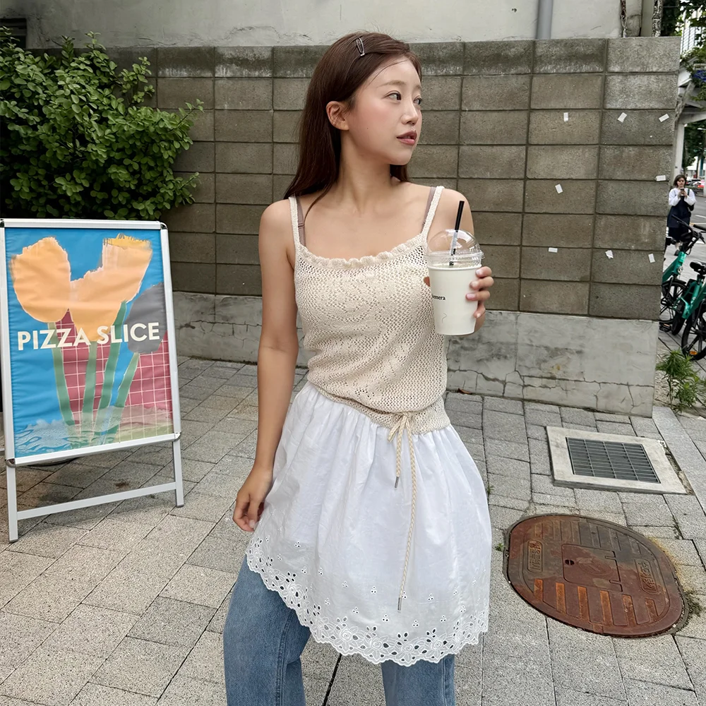 Crochet Rose Knit Onepiece (Cream)