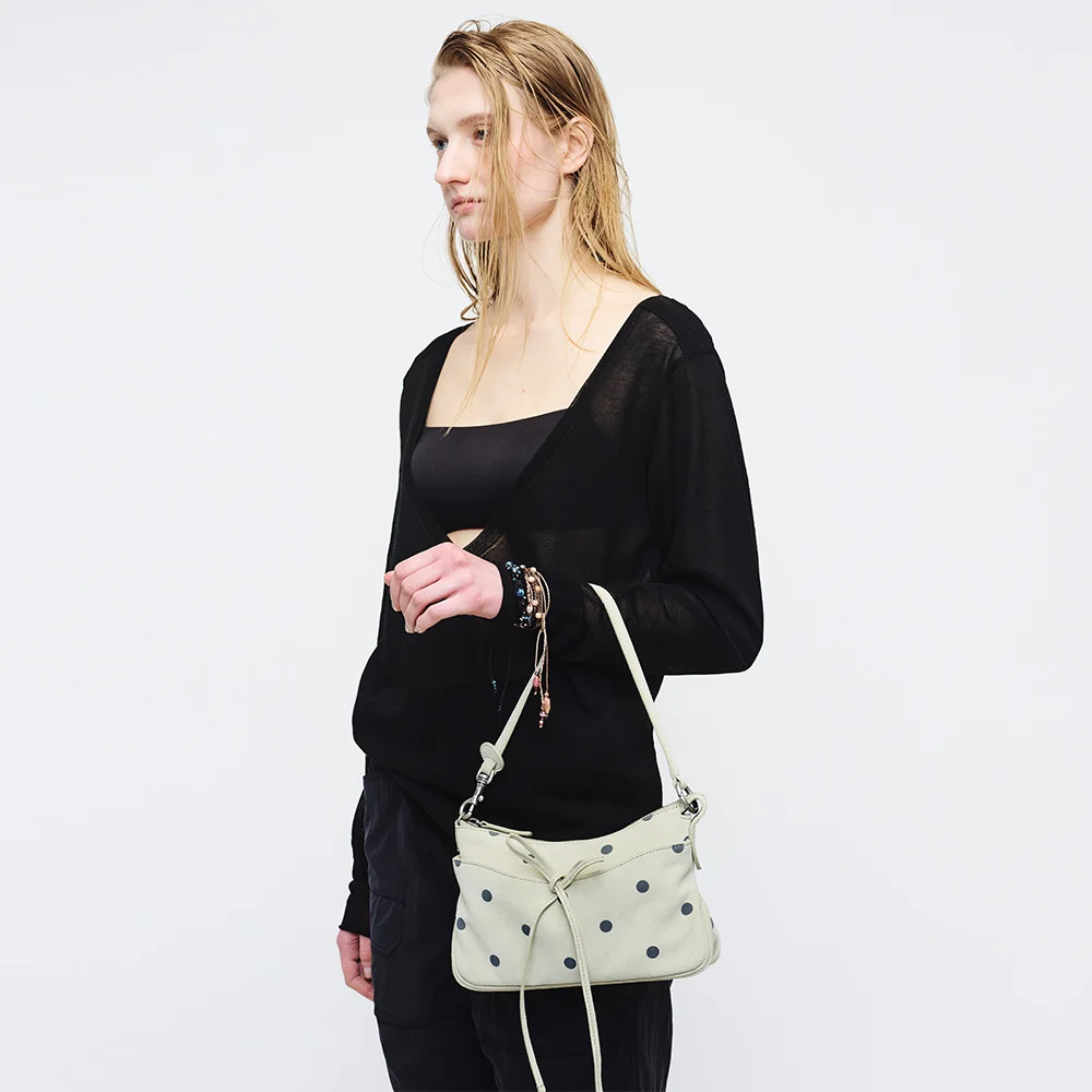 RIBBON POCHETTE_blond wood printed suede