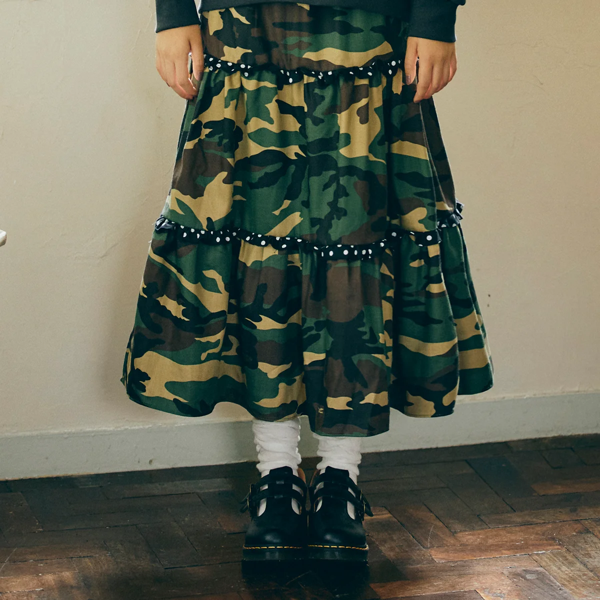 Butterfly shirring skirts(MULTI/CAMOU)