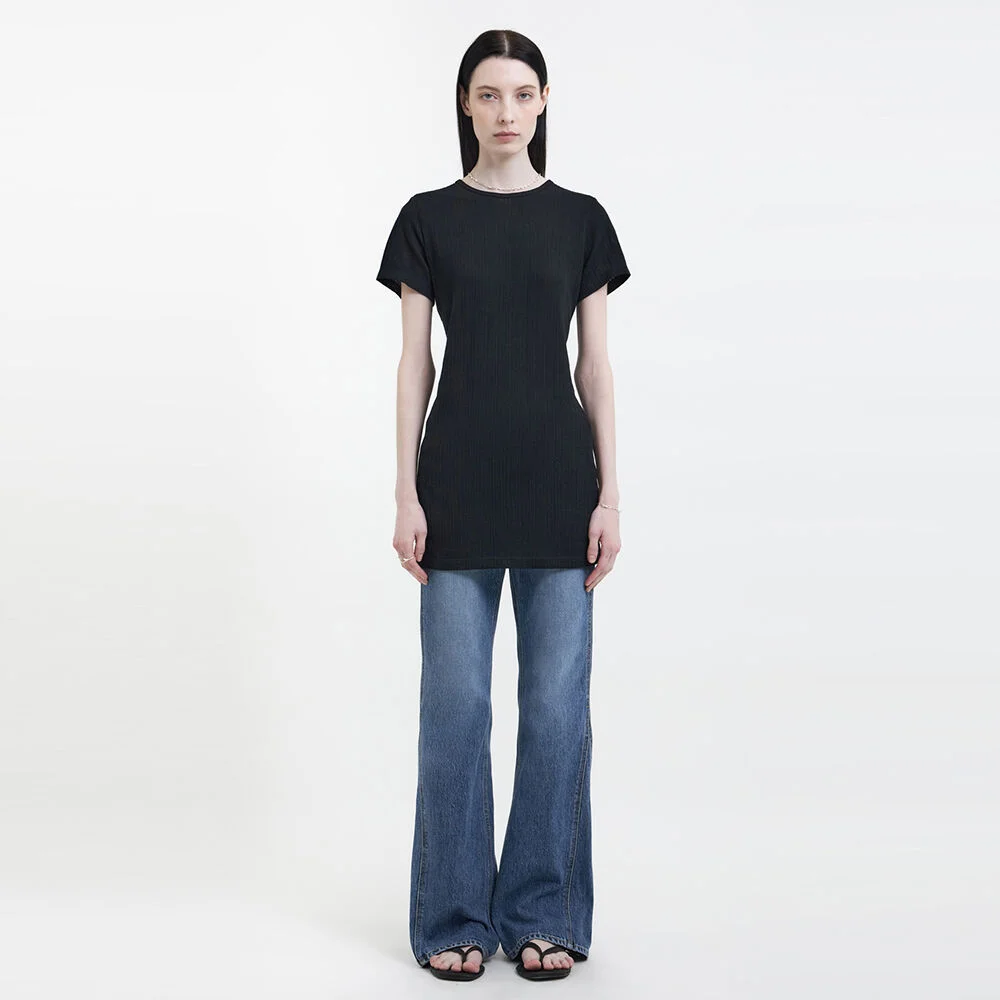 Long-Line Jersey T-Shirt - Black