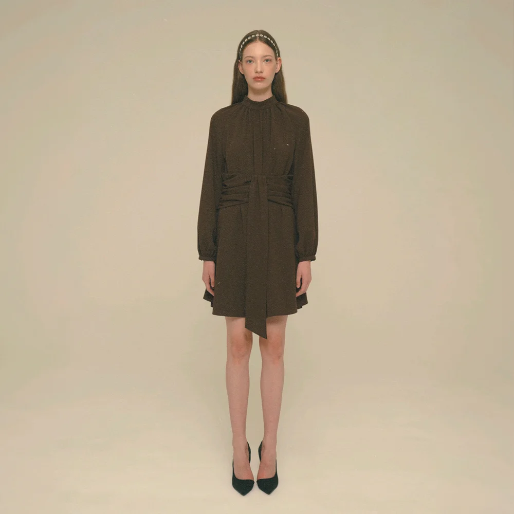Tie Scarf Dress_Chestnut Brown