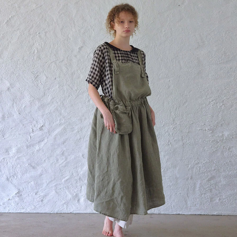 Natural dyed apron long dress