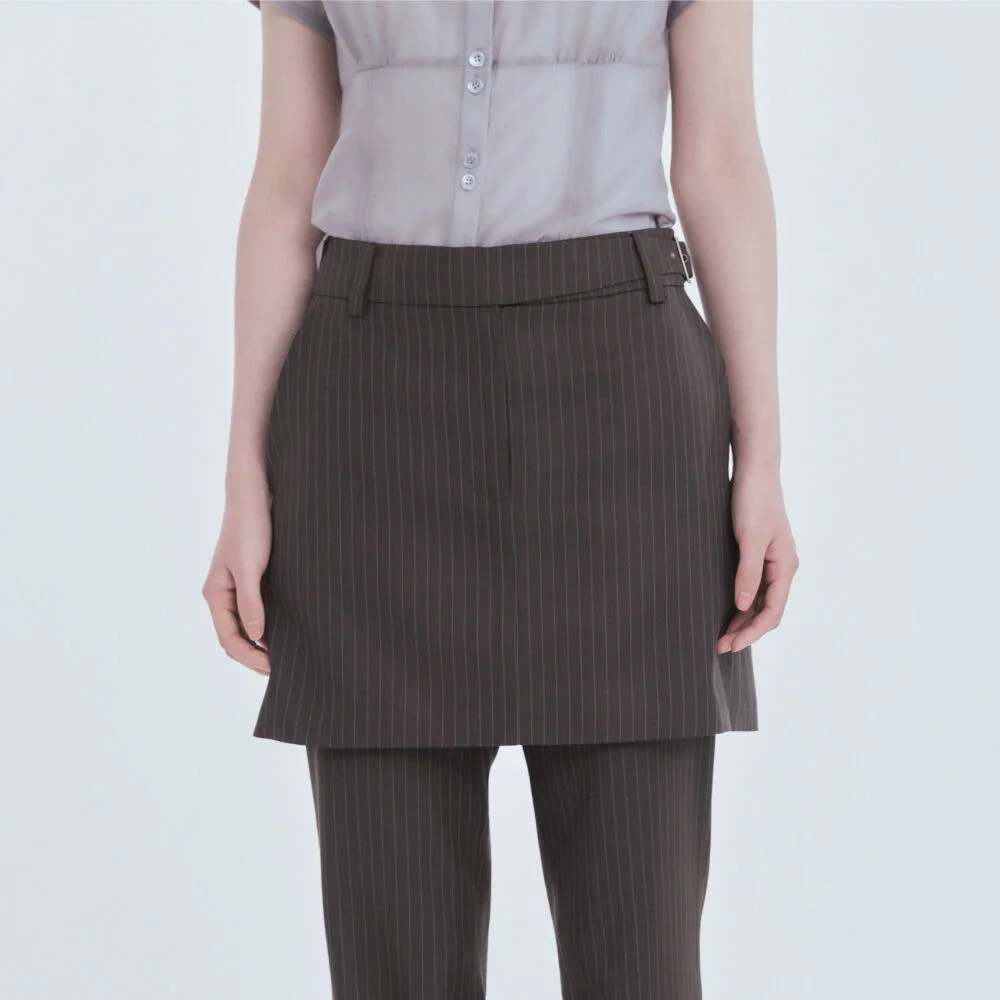 Mila Waist A-Line Skirt - Brown Stripe