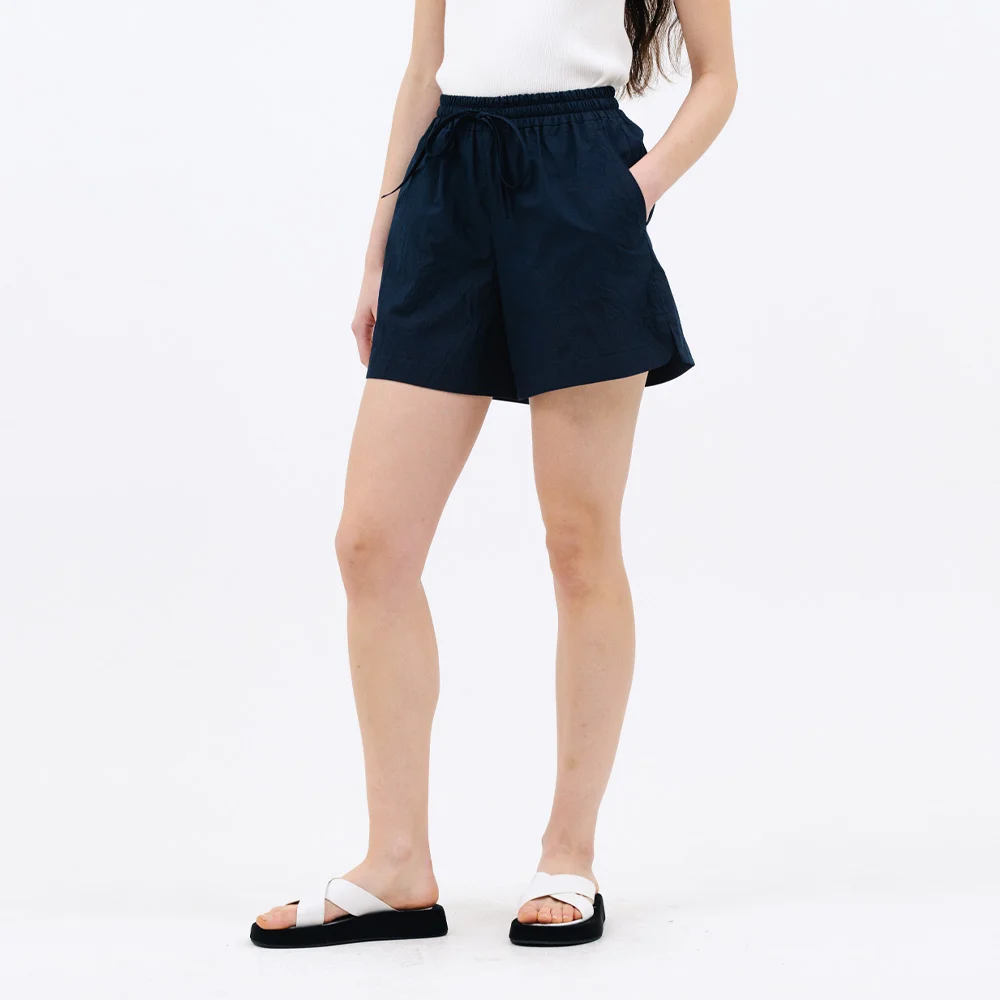 crease string mini shorts_navy