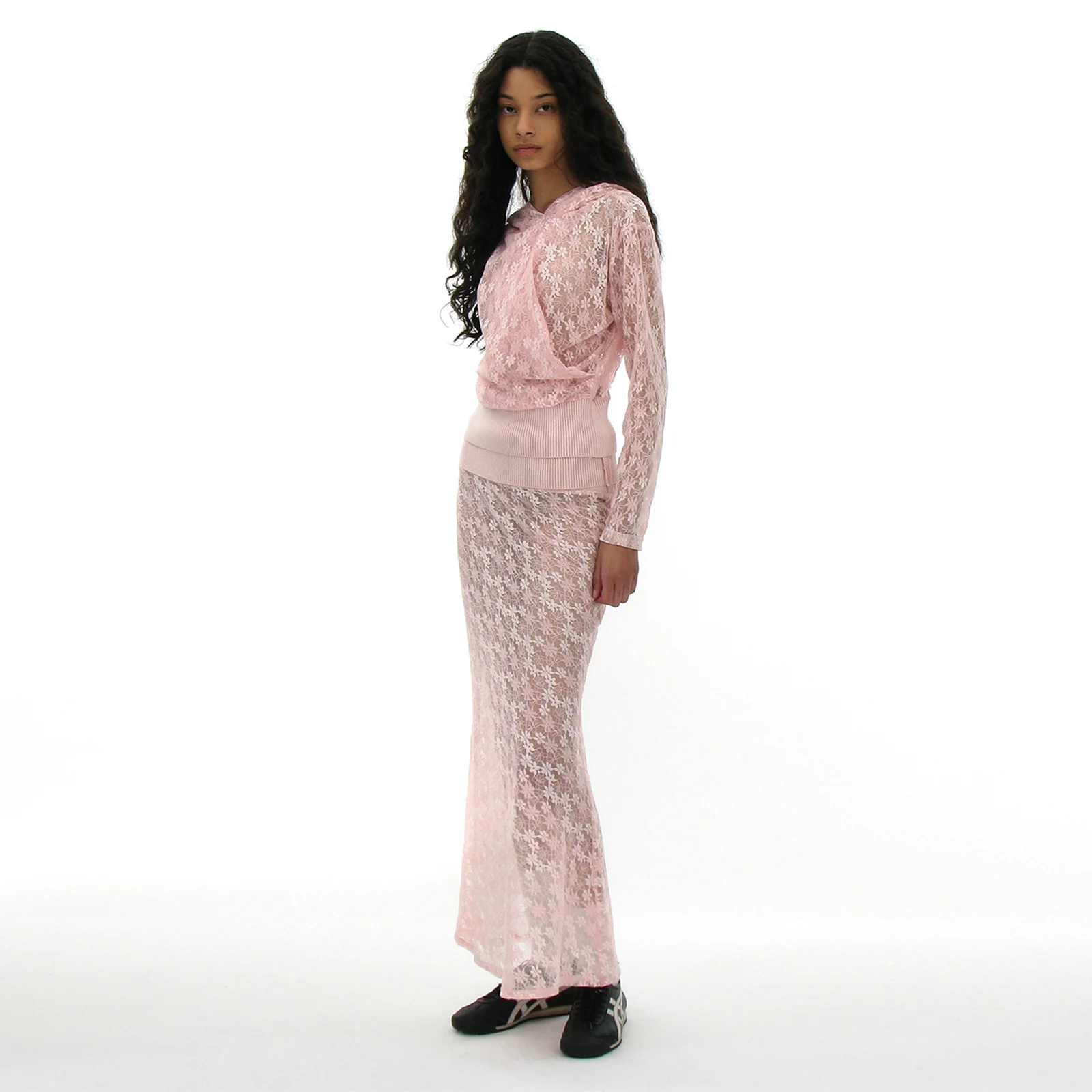 LACE FLARE MAXI SKIRT_PINK
