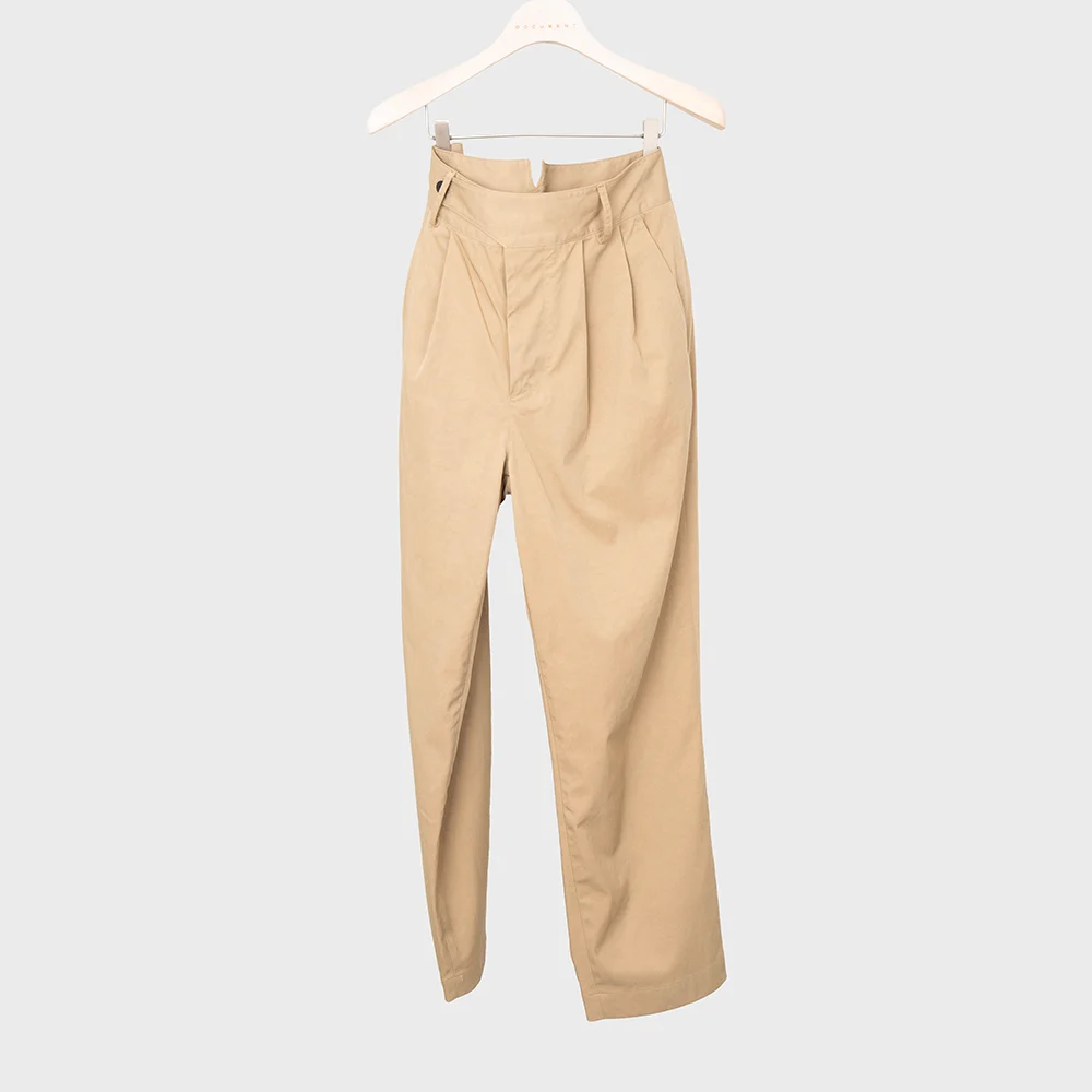 NYLON CHINO TUCKED TROUSERS