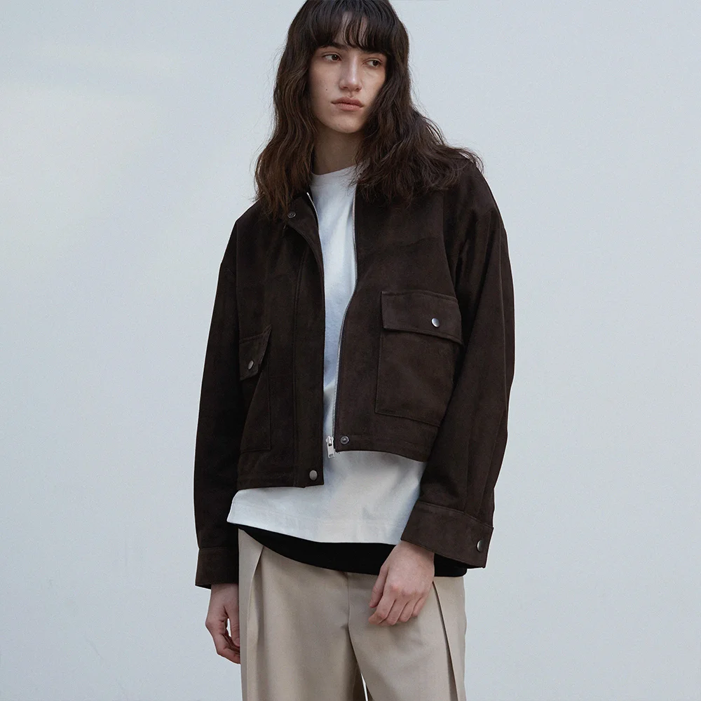 Suede Heritage Raw Jacket_Deep brown