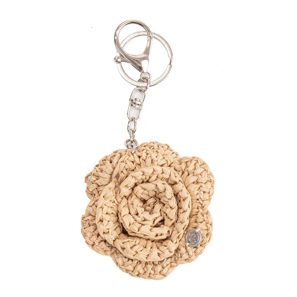 No.227 / Raffia Camellia Key Ring _ Natural Beige (拉菲草 山茶花 鉤織 鑰匙扣 _ Natural 米色)