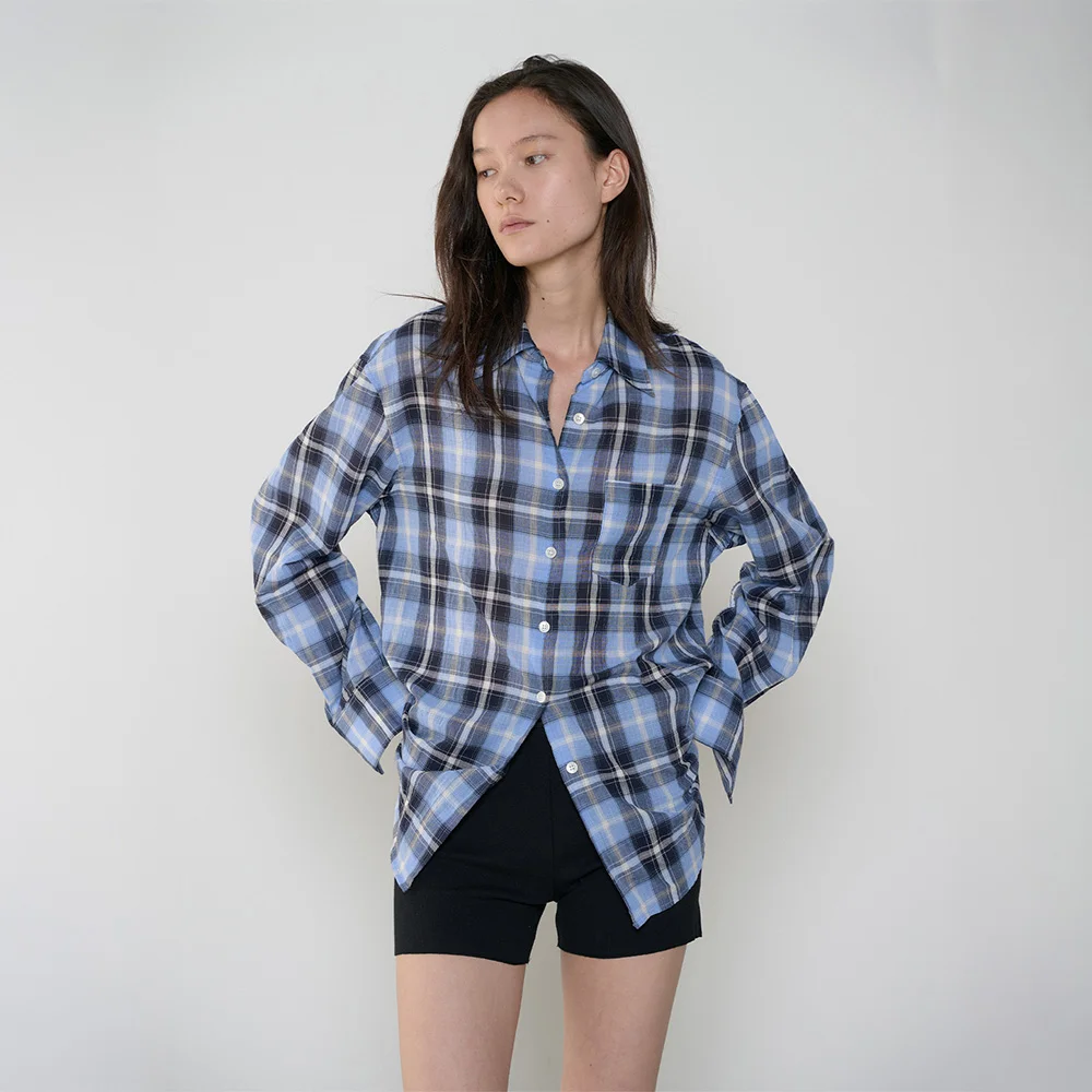 Sheer Check Loose Shirt_2 Color