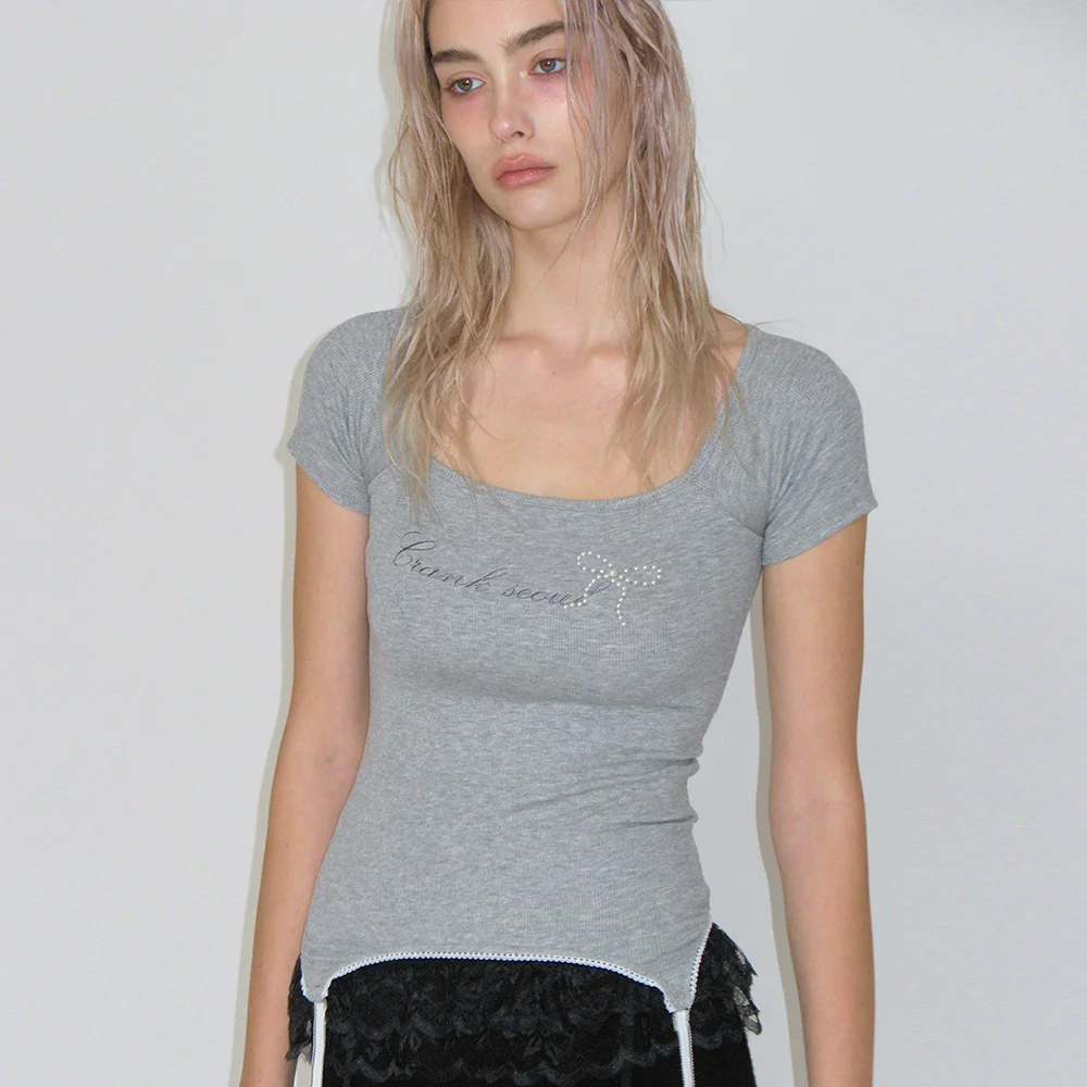 SQUARE NECK CORSET TOP_MELANGE GREY