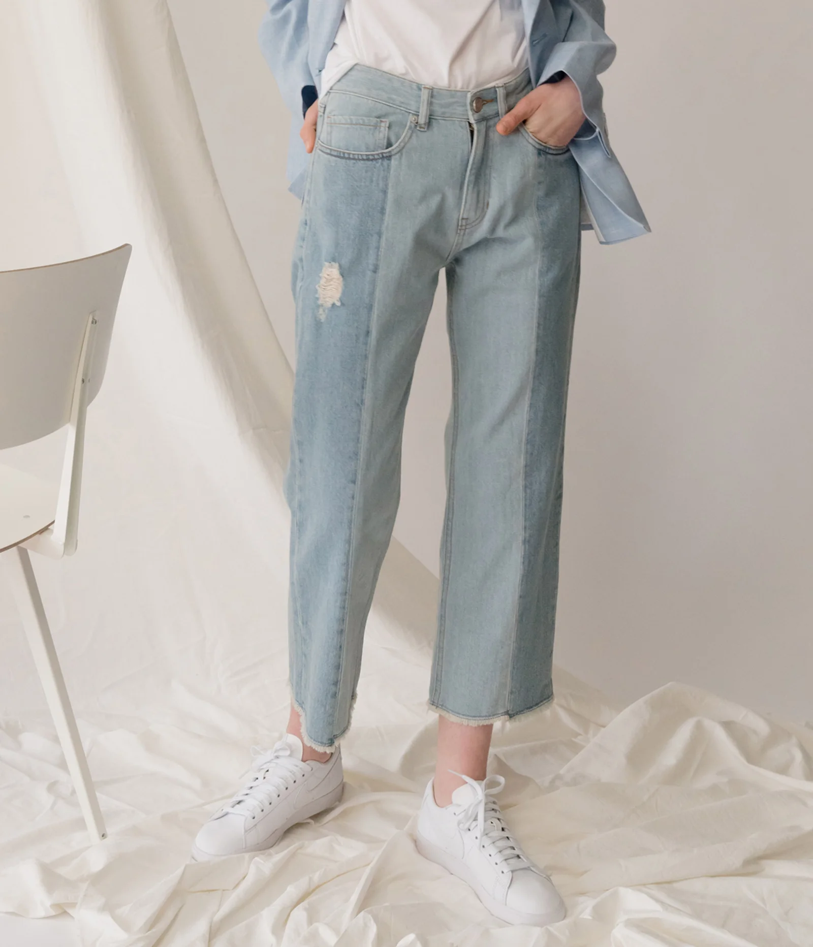Denim Semi Loose Fit Two Way Washing BL