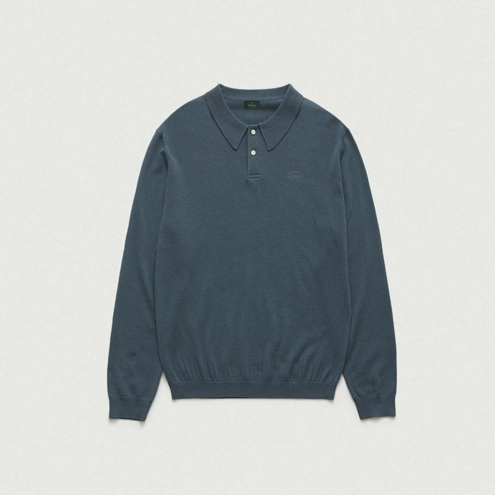 Oversized Cashmere Wimblyn Knit Polo Shirt_Blue Grey