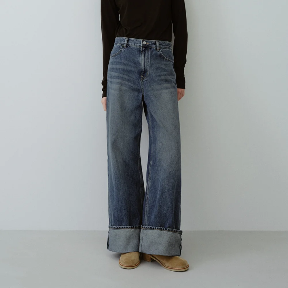 Turn-up denim (middle blue)