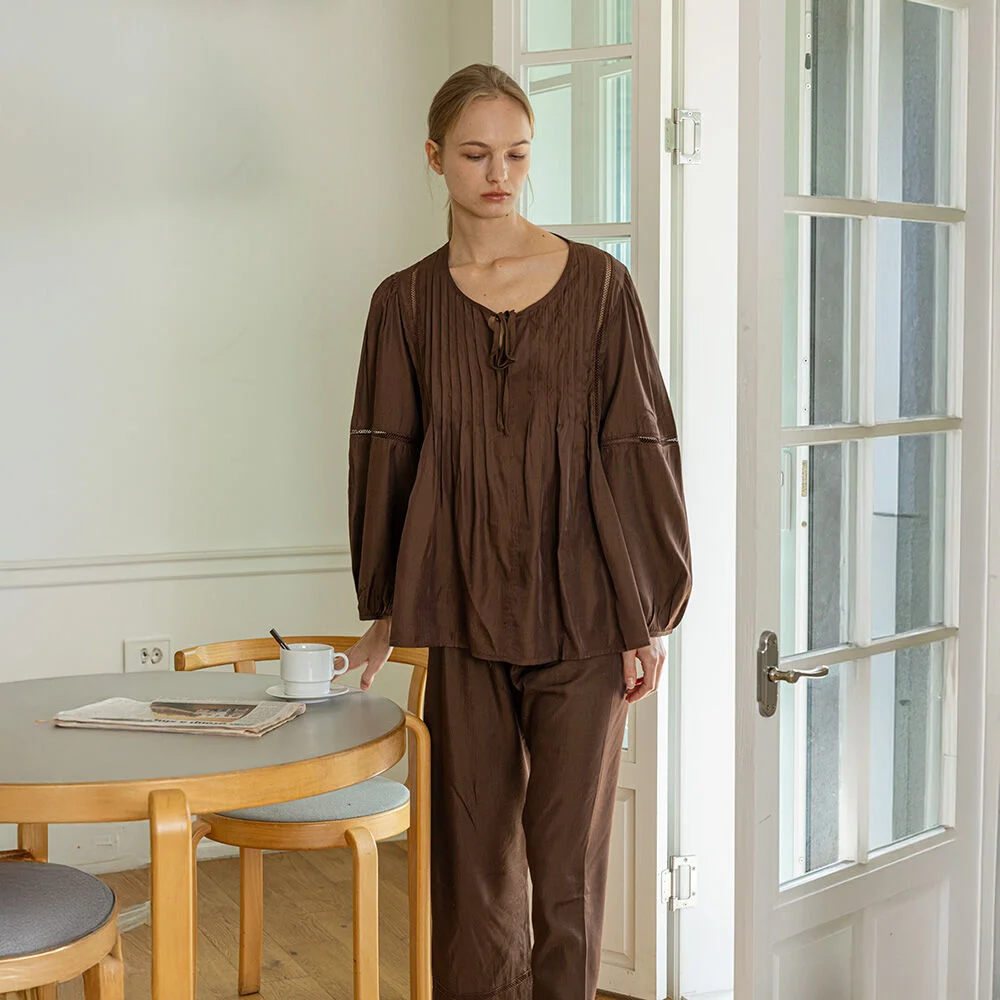 MJ_Brown loose two piece pajamas