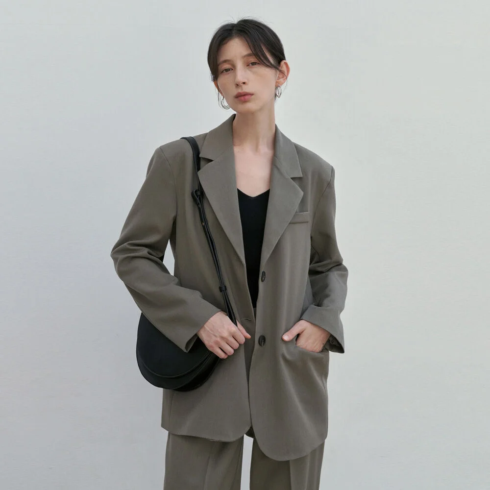 LOOSE SET-UP SINGLE JACKET_KHAKI