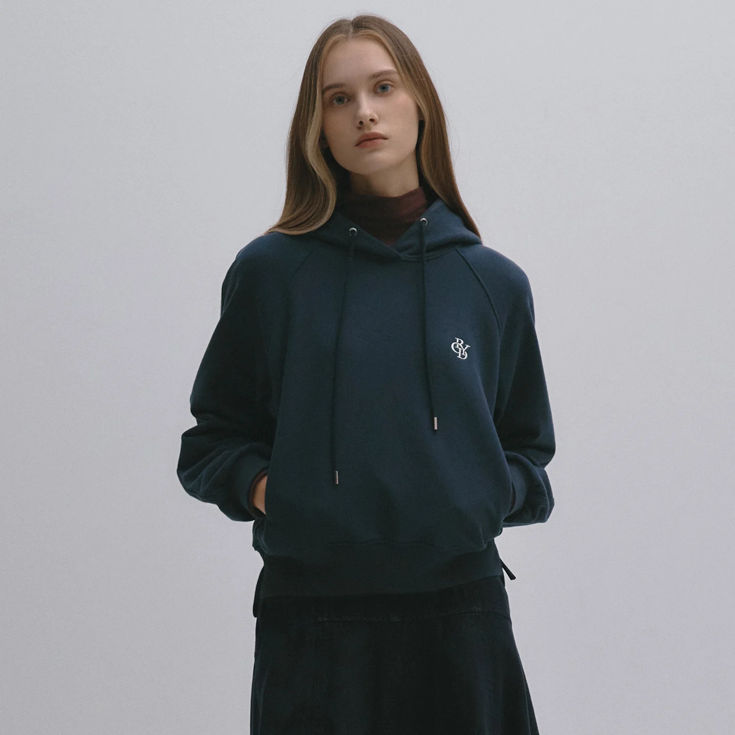 French Terry Raglan Sleeve Hoodie NAVY