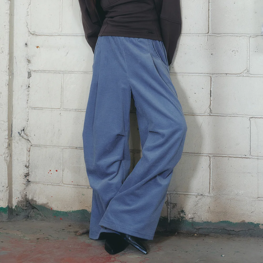 CORDUROY WIDE PANTS BLUE BQ4WP003